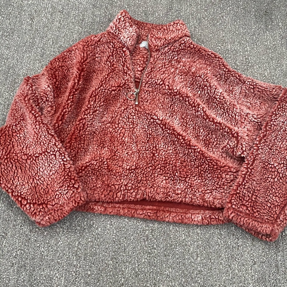 Cropped Sherpa quarter zip